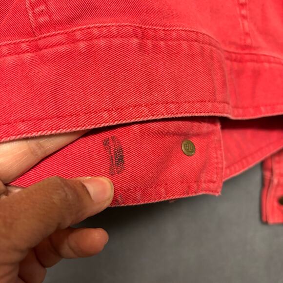 Lauren Ralph Lauren Red Denim Jacket Button Up Y2K Jean Streetwear Preppy Large - Picture 11 of 14
